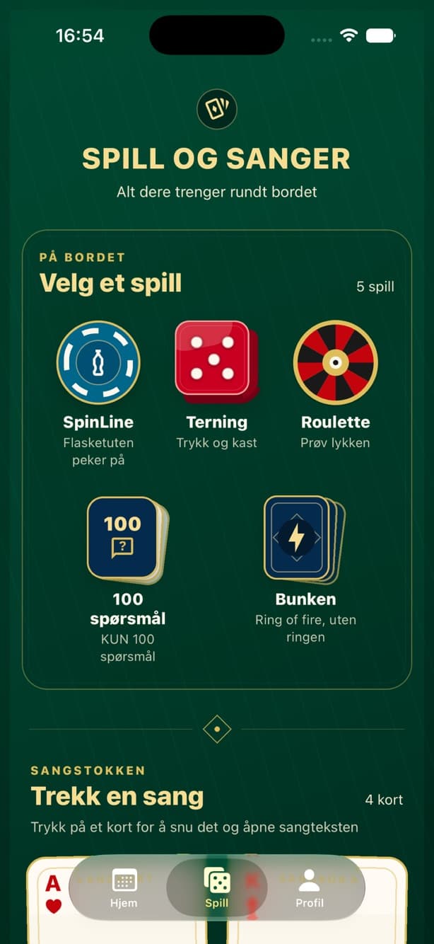 Online app games and songs screen